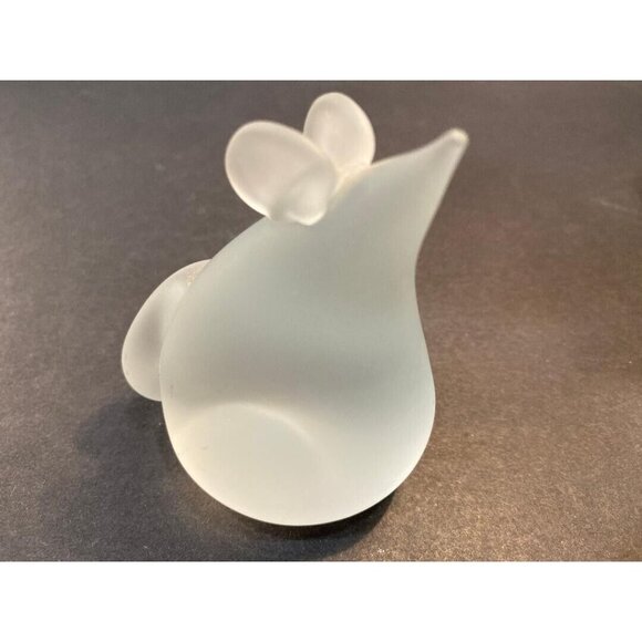 Mouse Paperweight Figurine Satin Frosted Art Glass Modernist - Picture 7 of 11